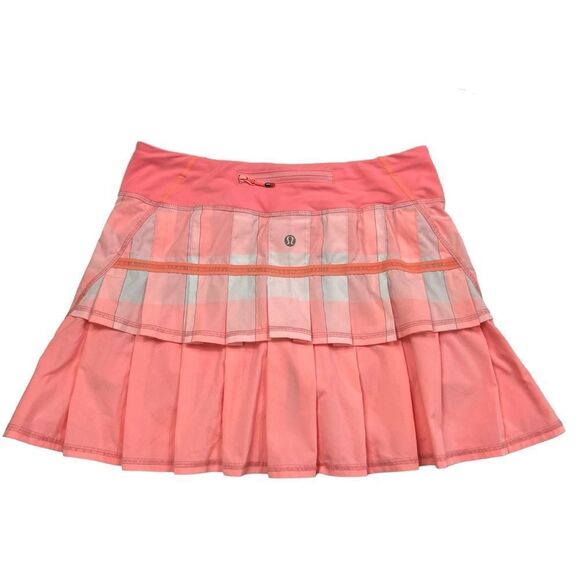 Lululemon Run Pace Setter Skirt Gros Gingham Bleached Coral Size 4 - Picture 2 of 7